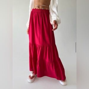 Princess Polly maxi red linen skirt